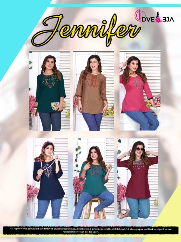 Dveeja Jennifer Fancy Rayon Work Western Tops Collection